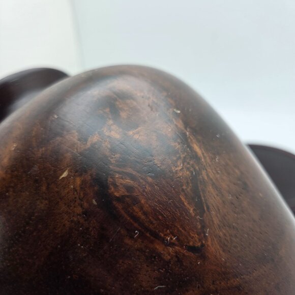Vintage Globe Wood Vase with Base Mango Accents - Picture 8 of 16